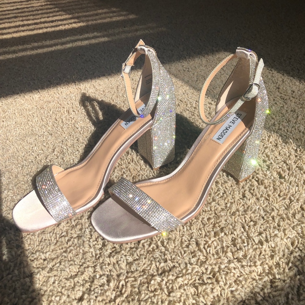 Steve Madden Rhinestone 3" Chunky Heel Sandal Size 10